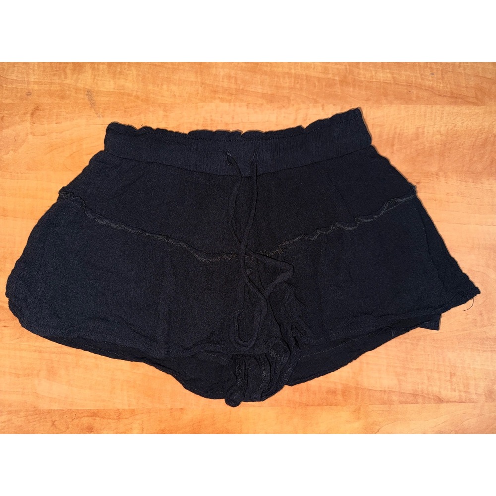 Altar'd State Black Ruffle Flowy Shorts Elastic Waist Drawstring XS